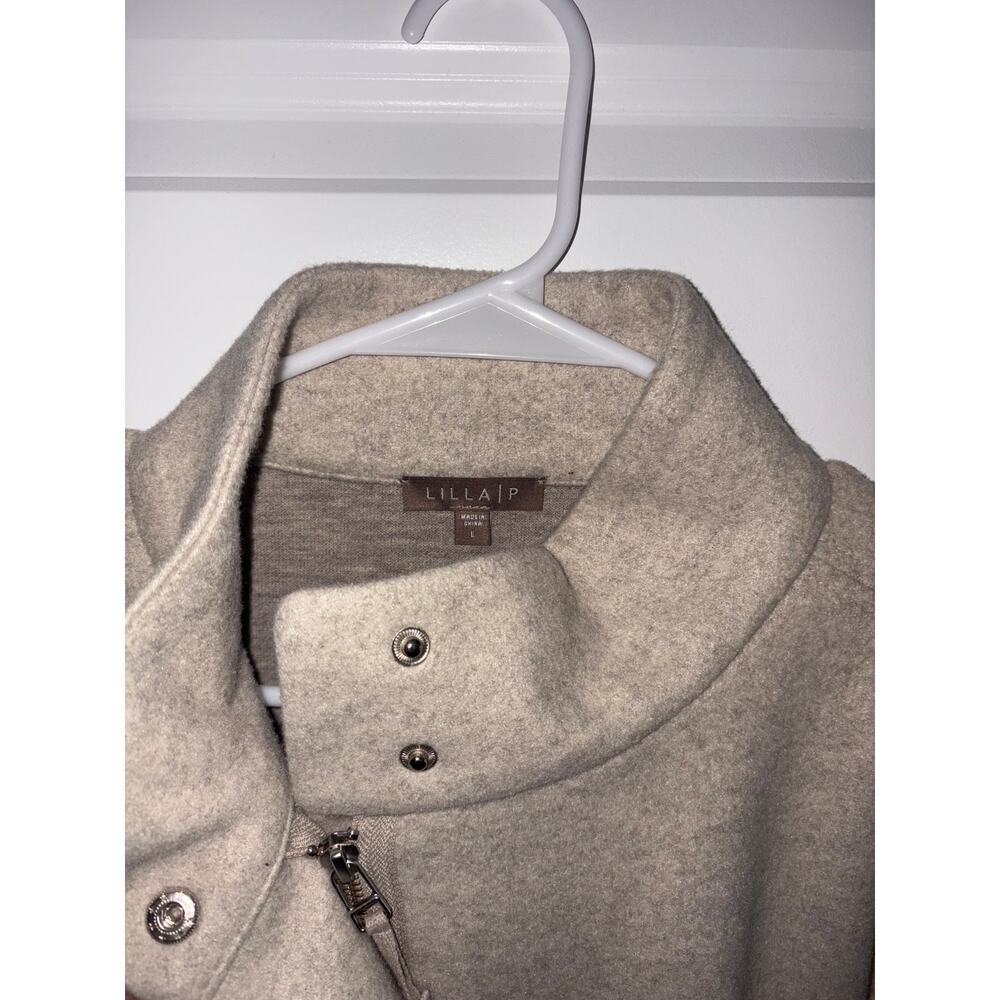 Lilla P Zip Front Patch Pocket Jacket Stucco - Beige Size Large - Picture 4 of 4